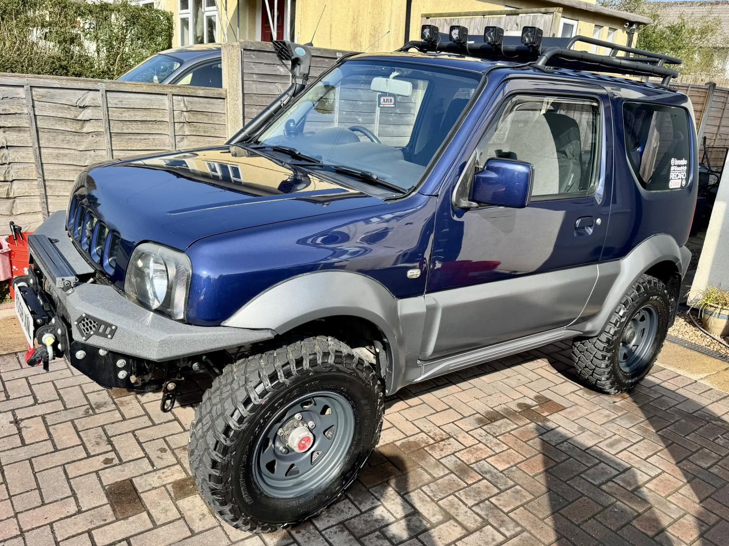 Blue Suzuki Jimny on a driveway after a full valet